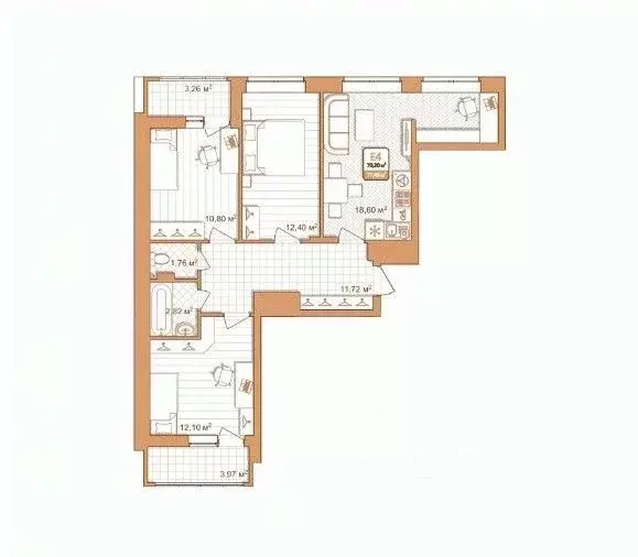 3-к кв. Тульская область, Тула проезд 2-й Клинской, 8 (70.3 м) - Фото 0