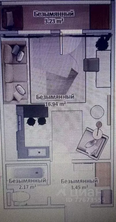 Студия Ростовская область, Ростов-на-Дону ул. Рябышева, 119 (25.0 м) - Фото 2