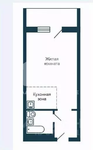 Студия Новосибирская область, Новосибирск Воскресная ул., 27 (27.0 м) - Фото 2