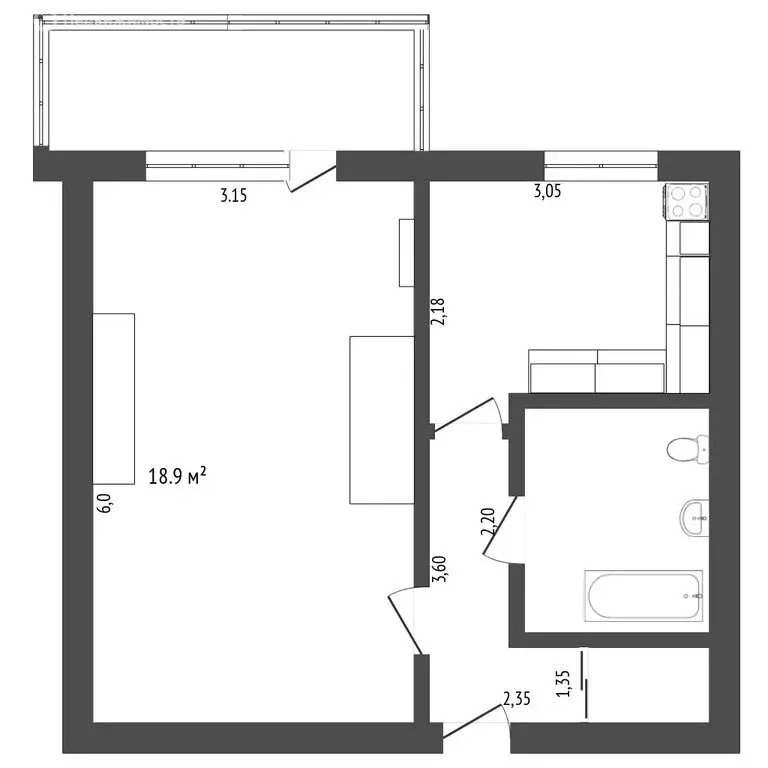 1-комнатная квартира: Ставрополь, улица Ленина, 301 (36 м) - Фото 0