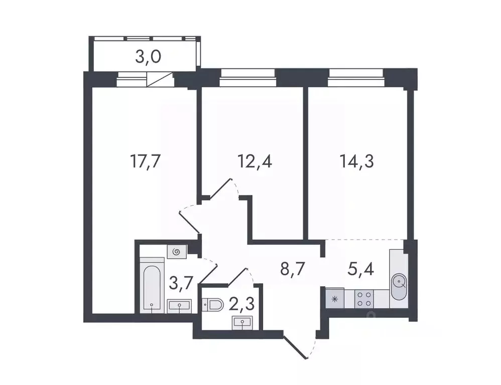 3-к кв. Кировская область, Киров ул. Чистопрудненская, 13 (67.5 м) - Фото 0