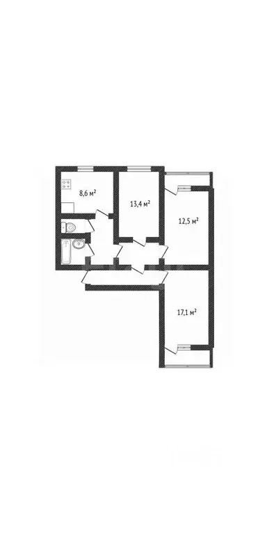 3-к кв. Белгородская область, Белгород ул. Есенина, 12 (70.6 м) - Фото 2