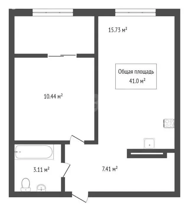 2-комнатная квартира: Барнаул, улица Челюскинцев, 80 (41 м) - Фото 1