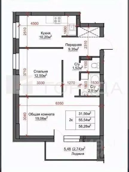 2-к кв. Алтайский край, Барнаул ул. Сергея Ускова, 42 (55.8 м) - Фото 2