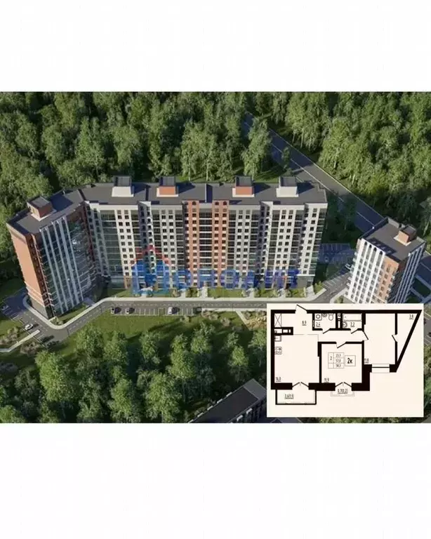 2-к. квартира, 58,3 м, 3/12 эт. - Фото 0