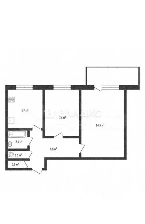 2-к кв. Нижегородская область, Нижний Новгород ул. Героя Советского ... - Фото 2