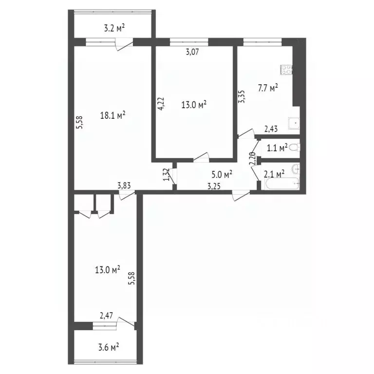 3-к кв. Хабаровский край, Комсомольск-на-Амуре Вокзальная ул., 72 ... - Фото 1