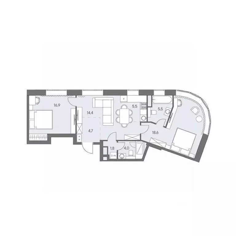 3-к кв. Москва ш. Боровское (дублер) (71.4 м) - Фото 0