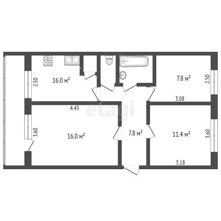 3-комнатная квартира: Вологда, Псковская улица, 11Б (55.1 м) - Фото 0