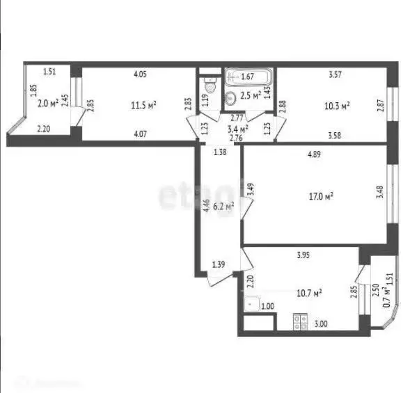 3-комнатная квартира: Тамбов, улица Рылеева, 98 (62.9 м) - Фото 0