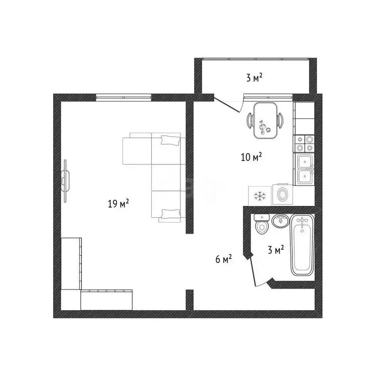 1-комнатная квартира: Махачкала, улица Джамалутдина Атаева, 24Бк1 (42 ... - Фото 1