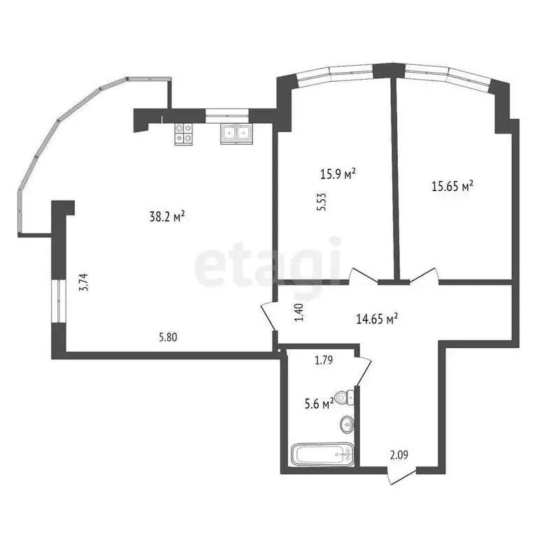 2-комнатная квартира: Геленджик, Курортная улица, 14Бк4 (91.3 м) - Фото 0