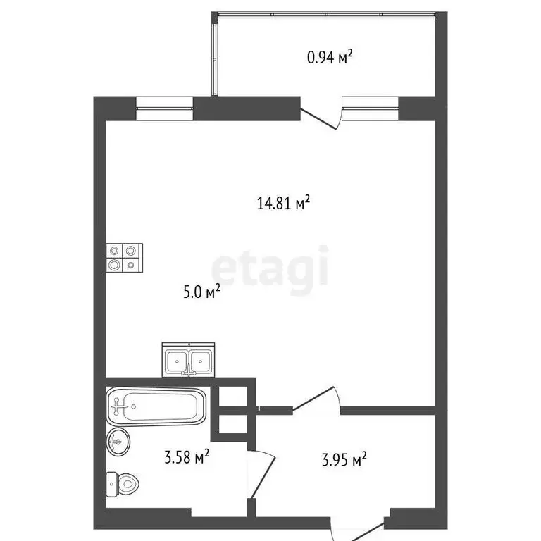 Квартира-студия: Ярославль, 2-й Брагинский проезд, 22 (28.28 м) - Фото 1