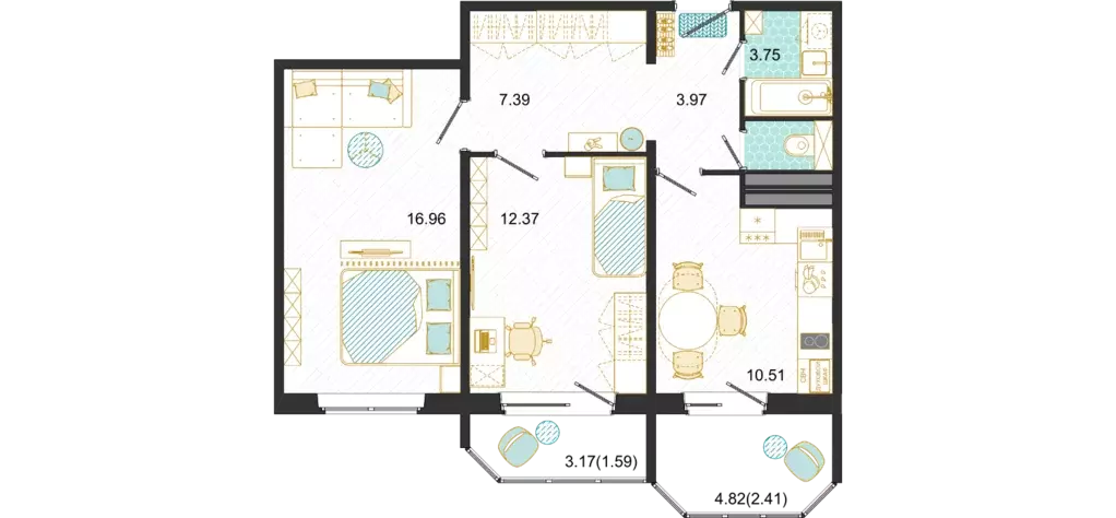 Продаётся 2-к квартира, 54.9 м - Фото 0