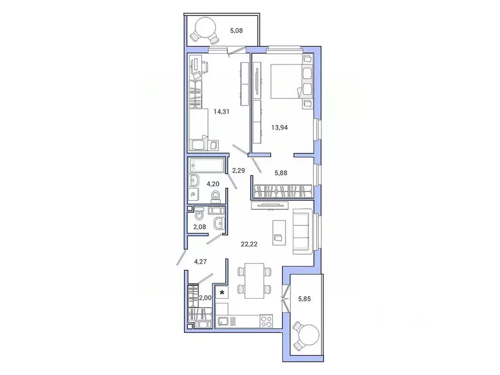 3-к кв. Ленинградская область, Гатчина ул. Чехова, 39 (75.1 м) - Фото 1