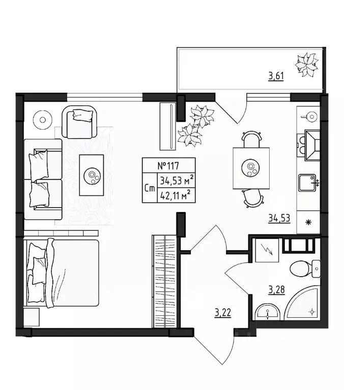 1-к кв. Ленинградская область, Гатчинский муниципальный округ, д. ... - Фото 1