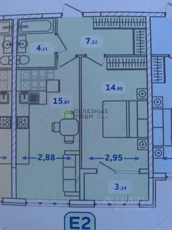 1-к кв. Краснодарский край, Новороссийск ул. Хворостянского, 21 (42.1 ... - Фото 1