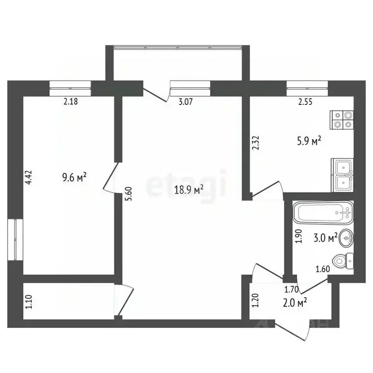 1-к кв. Тюменская область, Тюмень Минская ул., 15 (44.0 м) - Фото 2