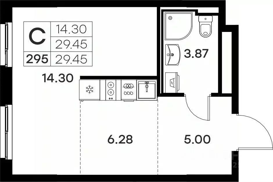 Студия Владимирская область, Владимир  (29.45 м) - Фото 0
