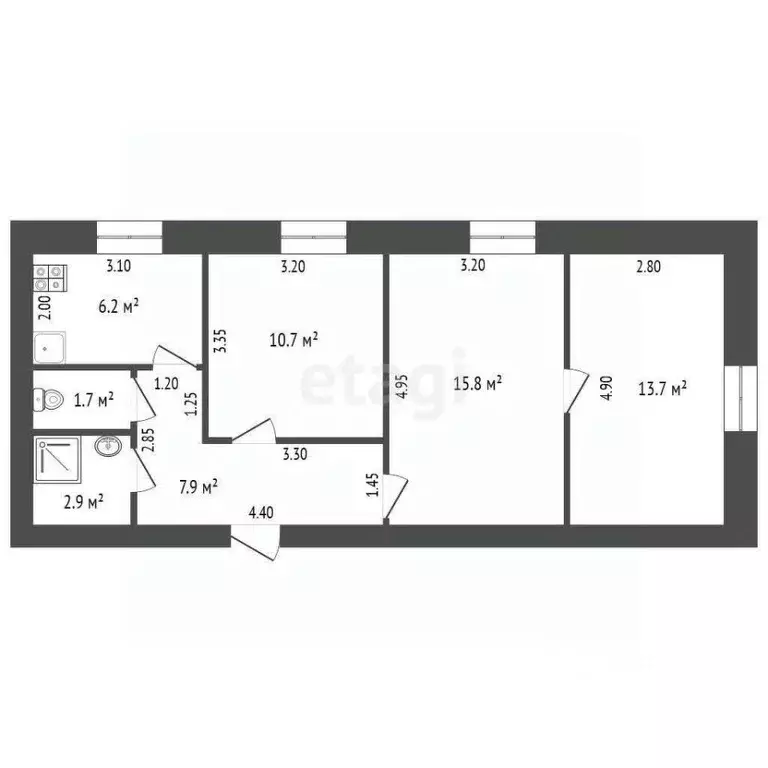 3-к кв. Кемеровская область, Анжеро-Судженск ул. Лазо, 23 (58.0 м) - Фото 1