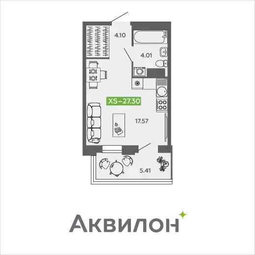 Квартира-студия: Северодвинск, проспект Труда, 74к2 (27.3 м) - Фото 0
