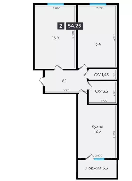 2-к кв. Ставропольский край, Ставрополь ул. Южный обход, 53В (54.25 м) - Фото 1