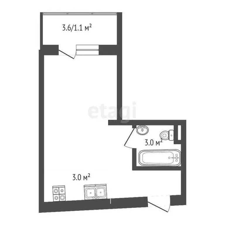 Квартира-студия: Тамбов, Моршанское шоссе, 24Л (23.4 м) - Фото 0