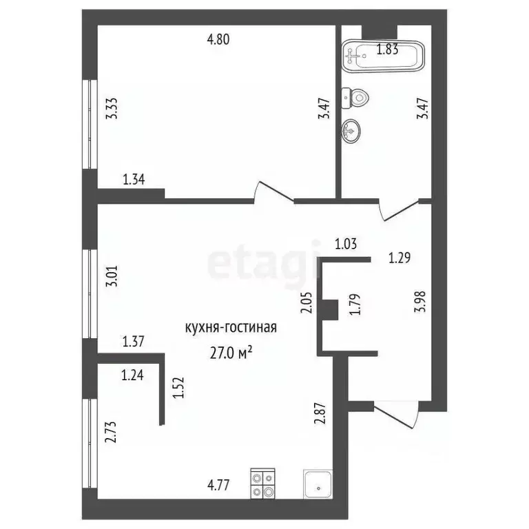 1-к кв. Ханты-Мансийский АО, Сургут Игоря Киртбая ул., 24/1 (54.5 м) - Фото 1
