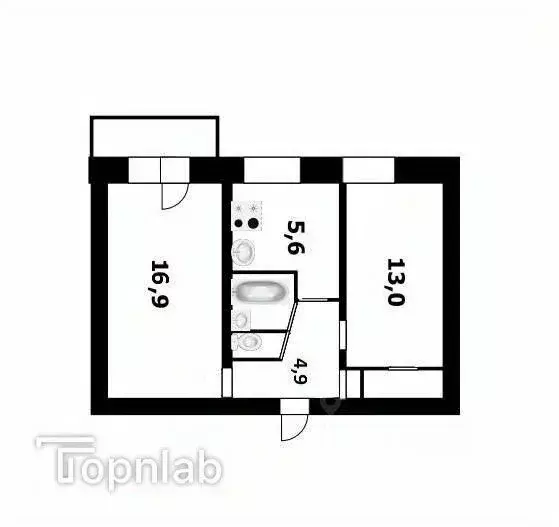 2-к кв. Томская область, Томск ул. Говорова, 36А (45.0 м) - Фото 2