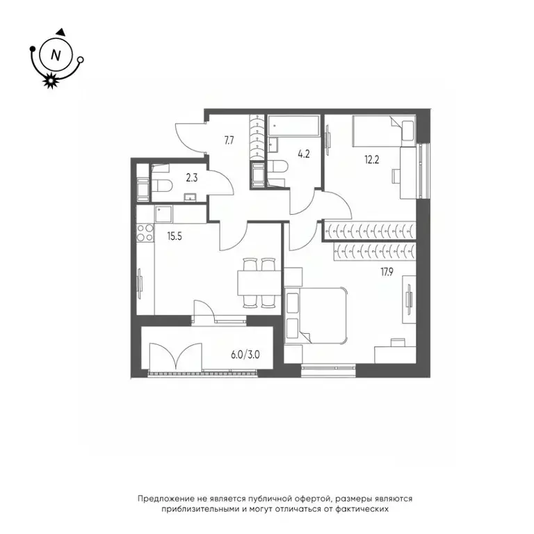 2-к кв. Омская область, Омск Зеленая река мкр, 14 (62.8 м) - Фото 0