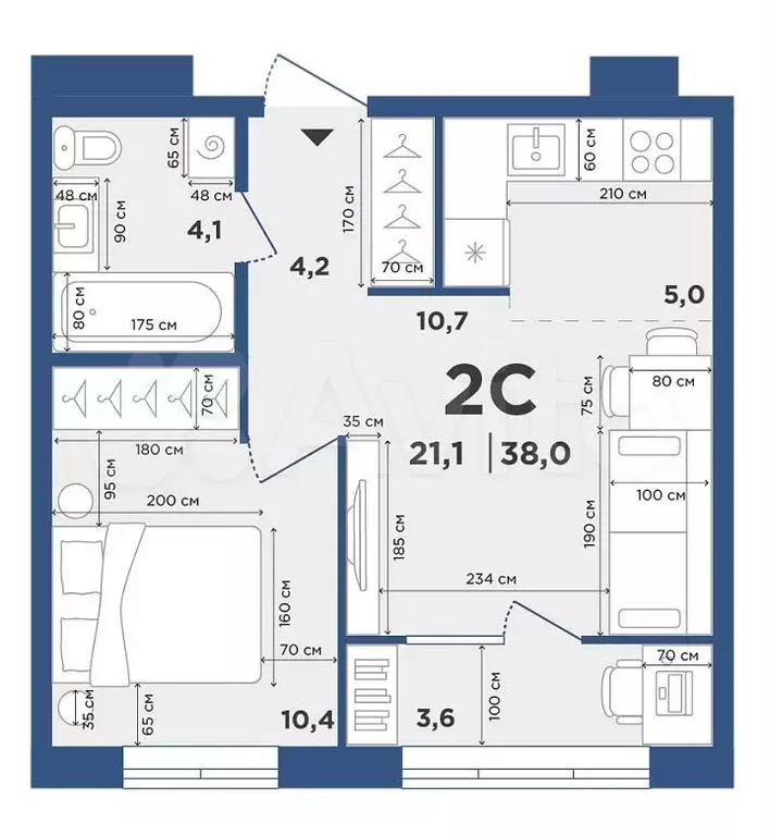 2-к. квартира, 38 м, 4/9 эт. - Фото 0