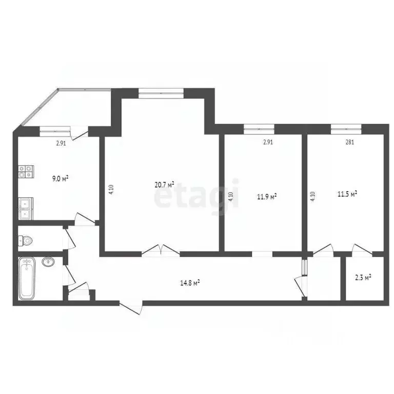 3-к кв. Ямало-Ненецкий АО, Новый Уренгой Молодежная ул., 19 (76.0 м) - Фото 2