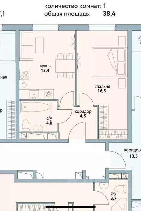 1-к кв. Москва ул. Крузенштерна, 12к1 (38.4 м) - Фото 1