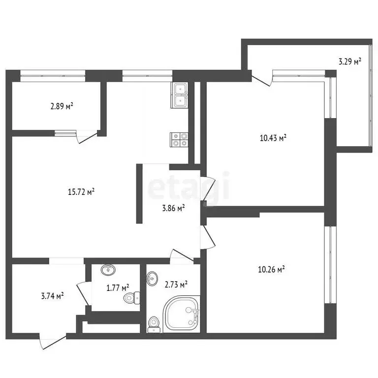 2-комнатная квартира: Тюмень, микрорайон Тарманы, улица Малышева, 31к1 ... - Фото 1