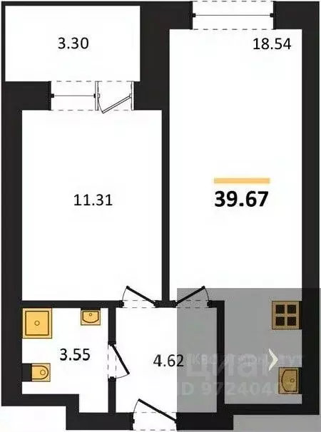 1-к кв. Воронежская область, Воронеж Транспортная ул., 58 (39.67 м) - Фото 0