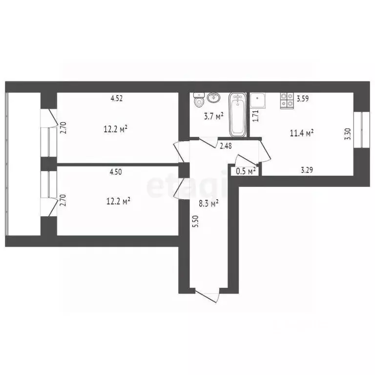 2-к кв. Крым, Советский пгт ул. Степная, 1А (48.3 м) - Фото 2