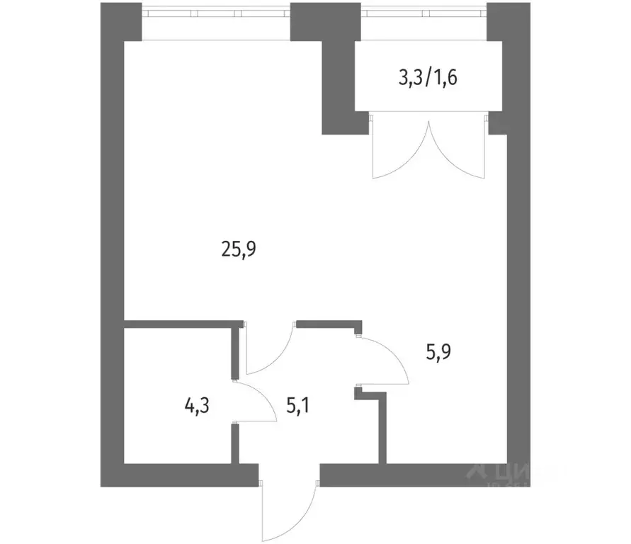 1-к кв. Санкт-Петербург ул. Академика Константинова, 1к1 (42.9 м) - Фото 0