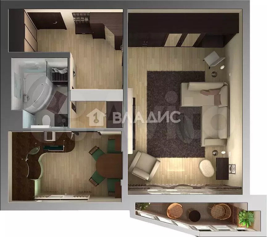 1-к. квартира, 30 м, 5/5 эт. - Фото 0