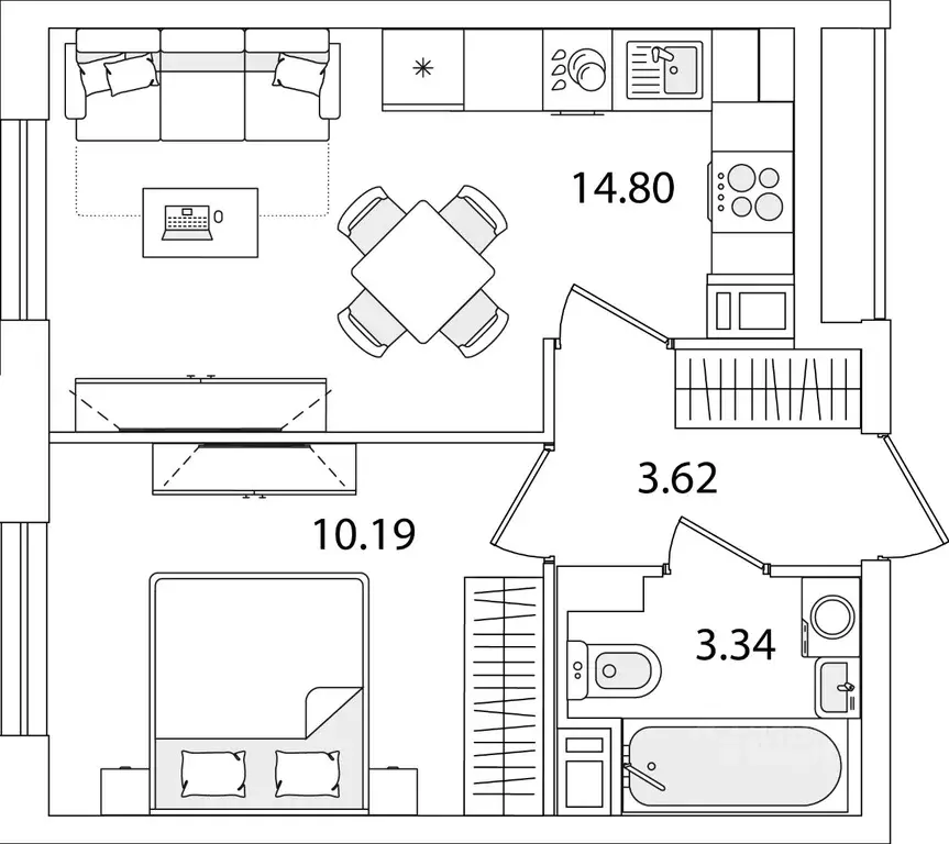 1-к кв. Санкт-Петербург ул. Тамбасова, 5Н (31.95 м) - Фото 0