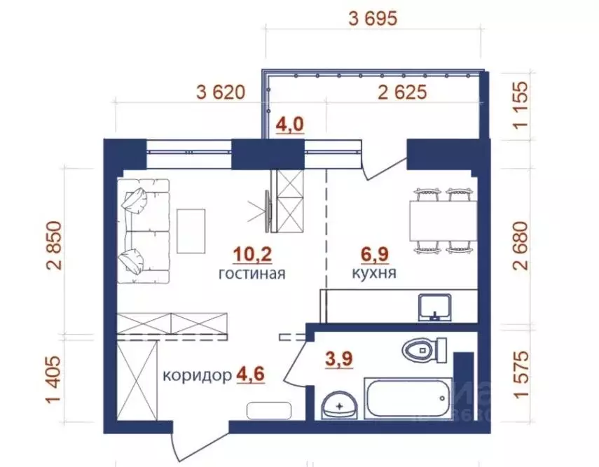 1-к кв. Иркутская область, Иркутск ул. Красноказачья, 23/2 (29.8 м) - Фото 1