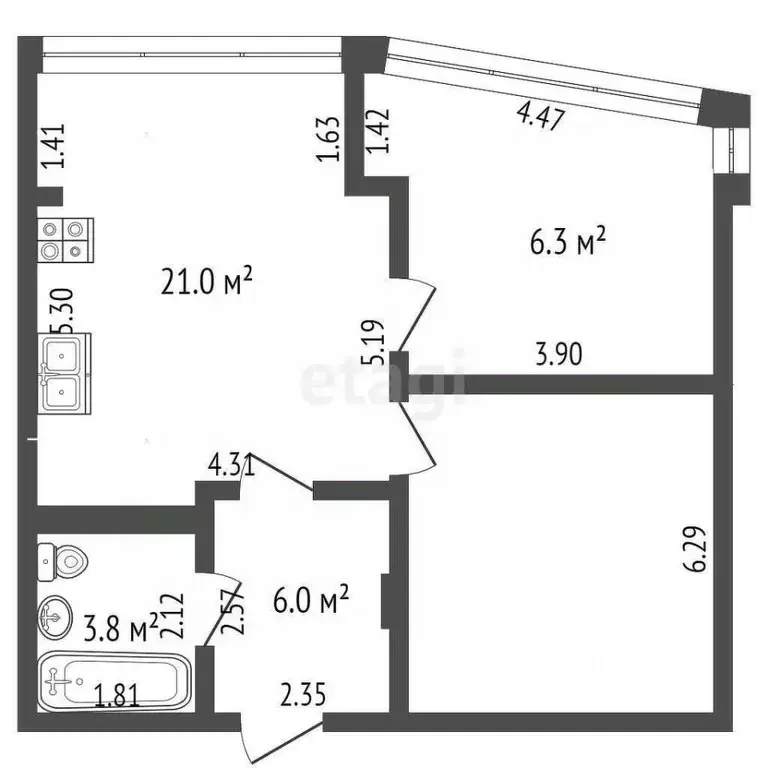 2-к кв. Ханты-Мансийский АО, Ханты-Мансийск Комсомольская ул., 58 ... - Фото 0