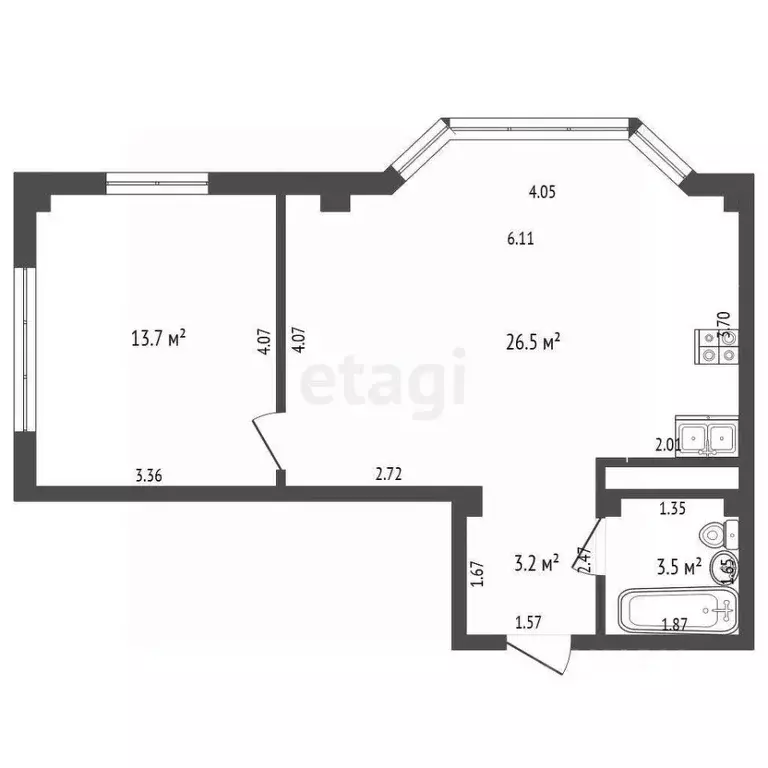 1-к кв. Крым, Сакский район, с. Штормовое ул. 60 лет Октября (46.9 м) - Фото 2