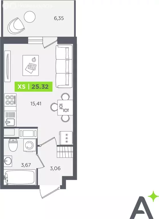 Квартира-студия: Кудрово, Солнечная улица, 10к2 (23.9 м) - Фото 1