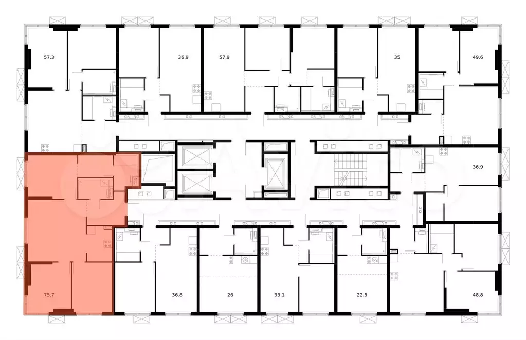 3-к. квартира, 75,7 м, 22/24 эт. - Фото 1