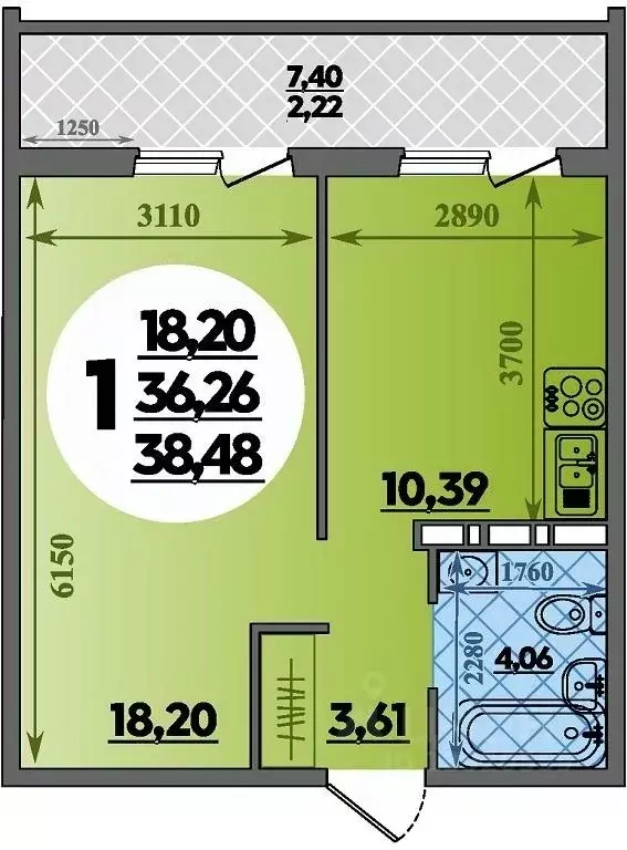 1-к кв. Краснодарский край, Краснодар ул. Генерал-лейтенанта ... - Фото 1