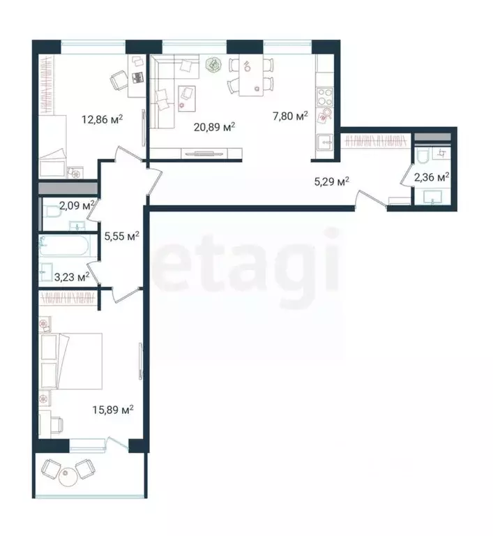 3-к кв. Московская область, Одинцово Северная ул., 5к2 (78.27 м) - Фото 1