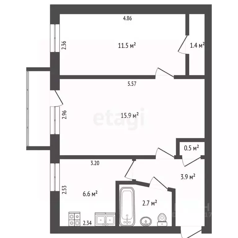 2-к кв. Севастополь ул. Каширская, 1Б (42.5 м) - Фото 2