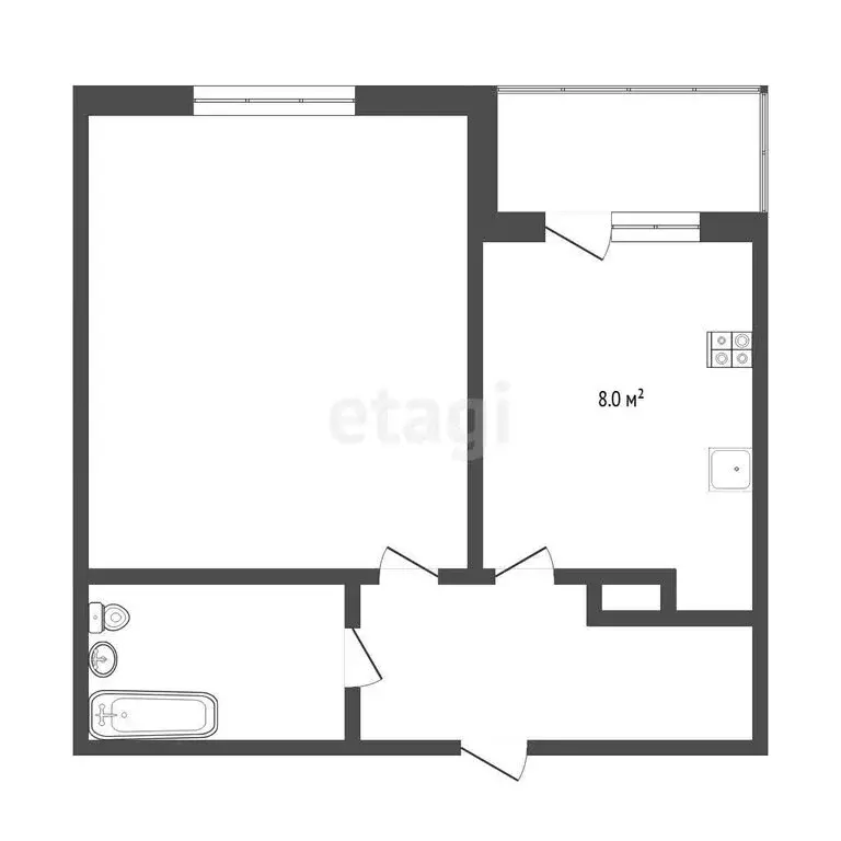 1-комнатная квартира: Тюмень, улица Газовиков, 63 (35.3 м) - Фото 1