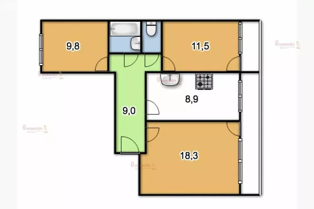 3-комнатная квартира: Екатеринбург, улица Бебеля, 112 (65 м) - Фото 0