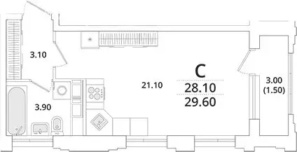 Квартира-студия: Санкт-Петербург, Планерная улица, 99 (28 м) - Фото 0